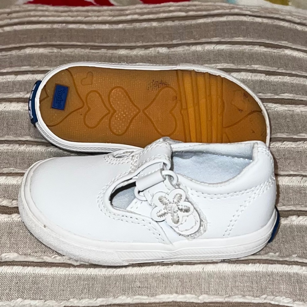 Daphne White Leather Keds 4 Toddler